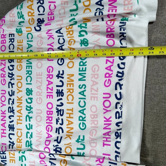 Wound Up Sweatshirt Top Women's Small Multicolor Multilingual Thank You Graphic - Picture 11 of 13